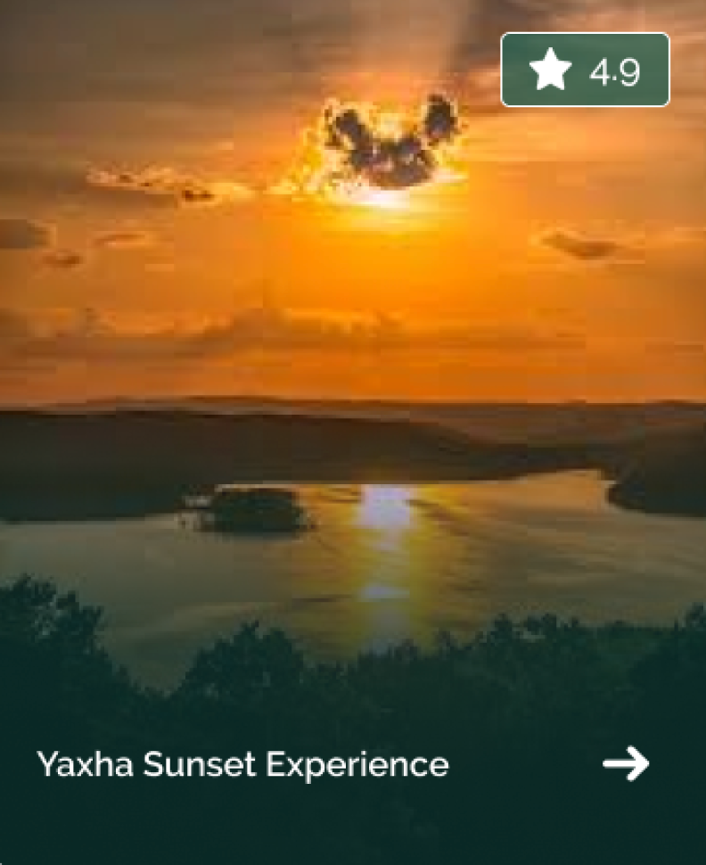 Yaxha Sunset Tour Guatemala | Namu Trips — Sunset Reservations in Petén Book your Yaxha sunset experience in Guatemala. Watch the sun go down from ancient Mayan temples surrounded by jungle. Small groups, local guides. Guatemala's Best Sunset Experience — Yaxha Mayan Ruins" en lugar de solo "Sunrise Top